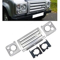 LAND ROVER DEFENDER SVX STYLE FRONT GRILLE KIT (SILVER CENTER & SILVER SURROUNDS) LR008362S