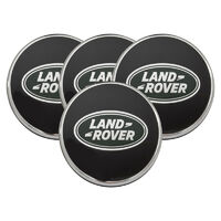 Land Rover Set of 4 Wheel Centre Caps Black w/ Chrome Rim & Green Logo LR094547 