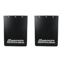 Superior Engineering Premium Mudflaps Extra Large 420mm x 350mm White Logo Pair PF1714BS1